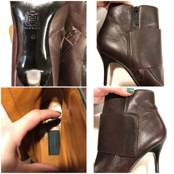 Lanvin Brown Leather Ankle Wrap Boots SZ 41 10 9 - Picture 8 of 8